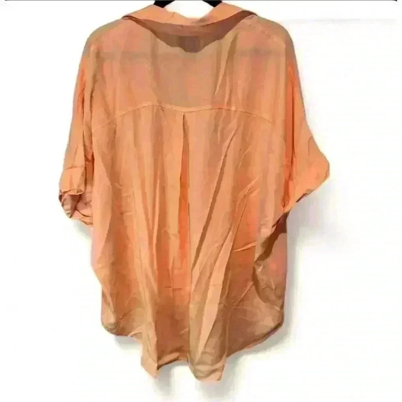 NWT LOFT Women's Large Orange V-Neck Short Sleeve Blouse Casual - Picture 2 of 6